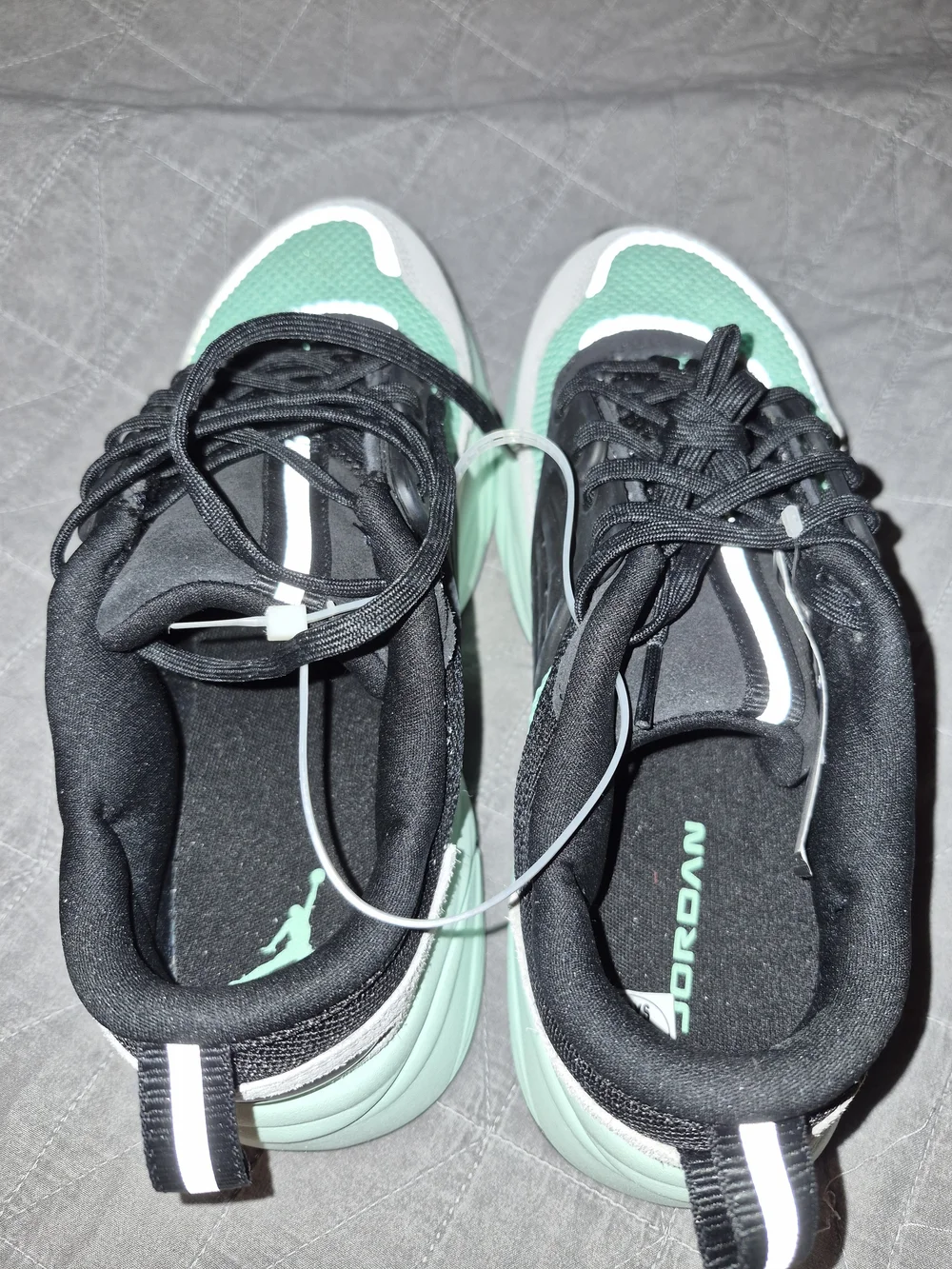 Air Jordan Mesh & Suede Sneakers in Mint Green and Black